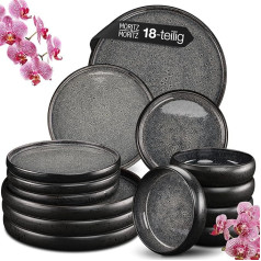 Moritz & Moritz Solid 18-Piece Stoneware Crockery Set for 6 People - Набор посуды на 6 персон, 6 обеденных тарелок, маленькие тарелки, глубокие тарелки