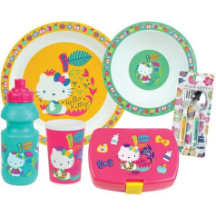 Набор детской посуды Hello Kitty с 1 стаканом 220 мл, 1 суповой тарелкой диаметром 16 см, 1 тарелкой диаметром 22 см, 1 чашкой для питья 350 мл, 1 коробкой 