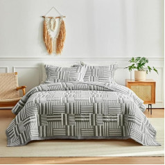 ARYURBU Постельное покрывало 170 x 210 см и 2 наволочки 80 x 80 см, серое полосатое стеганое одеяло для односпальной кровати, диван, мягкое одеяло из с