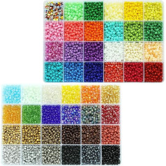 Tibaoffy Стеклянные бусины Размер 6/0 4 мм Маленькие бусины пони ассорти с коробкой-органайзером для изготовления ювелирных изделий (48 различны