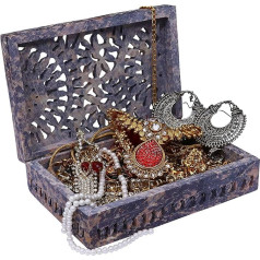 FASHIONZAADI Rangoli Design Marble Jewellery Box Handmade in India Stone Jewellery Storage Precious Jewellery in Royal Style and Great Gift Set and Decorative Item