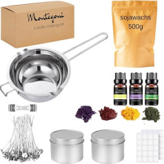 Набор для изготовления свечей DIY Complete Candle Pouring Set Including 500 g Soy Wax, чаша для плавления, цвета воска, банки для свечей, фитили и держатель фитиля, э