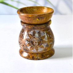 Ароматический диффузор Oil Burner, держатель для чайной лампы из мыльного камня, ручная роспись солнца, ручная резьба Jali Work, мыльный камень, для 