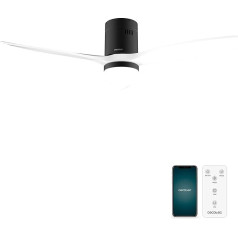 Cecotec - Deckenventilatoren mit Licht EnergySilence Aero 5600 Aqua Black&White Connected, 132 см, 40 Вт, LED 20W Licht, 3 Flügel, 6 Geschwindigkeiten, Timer, Winter/Sommer Modus, Wi-Fi, Schwarzweiß