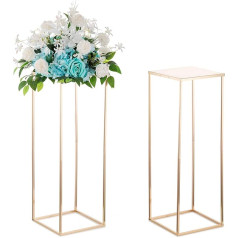 Inweder Золотая подставка для цветов Wedding Centrepieces - Pack of 2 Column Vases with Metal Plate 80 cm High Floor Vase Geometric Gold Vases for Table Decoration Wedding Party Decoration Living Room