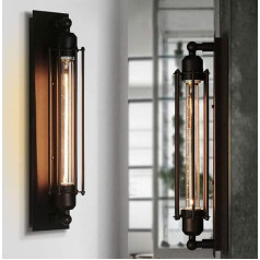Trintion Pack of 2 Wall Lights, 40 W Indoor Wall Light, E27 Wall Lamp, Vintage, Includes Two Test Bulbs, Retro Industrial Wall Light for Porch, Bedroom, Living Room, Dining Room, Balcony, Loft