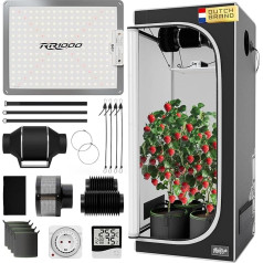 Rootlab EasyGrow 60x60x140 см Grow Box Complete Set - Grow Tent with 100 W Grow Lamp, Fan and Activated Carbon Filter Grow Box Including Grow Accessories - Grow Tent Complete Set