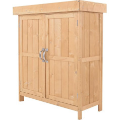 Садовый шкаф Outsunny с 2 отделениями, натуральное еловое дерево, 74 x 43 x 88 см