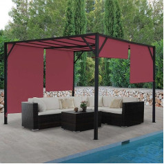 Pergola Baia Garden Gazebo Patio Canopy Sturdy 6 cm Steel Frame + Sliding Roof Bordeaux Red 4 x 4 m