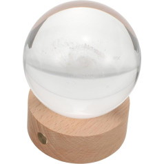 Garneck Crystal Ball Night Light Desk Lamp Halloween Gifts Office Desk Decor Crystal Ball with Wooden Base Unique Lamps Touch Ornaments Statue Bedside Lamp 7c