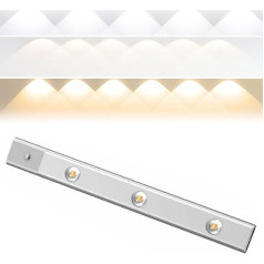 Fazi Gadgets Sensor Lights, Fazi Gadgets Rechargeable Sensor Light, 3 Color Temps Dimmable Closet Light For Bedroom, Stairs, Book (Silver*1Pcs, 15.75 in)