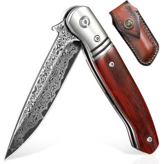 DRAGON RIOT Damask Folding Knife, высококачественный карманный нож из нержавеющей стали VG10, одноручный нож с кожаными ножнами, дамасский нож для походов, 