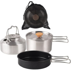 Набор посуды для кемпинга из нержавеющей стали с откидной крышкой Кемпинг антипригарное покрытие кастрюля чайник набор для приготовления