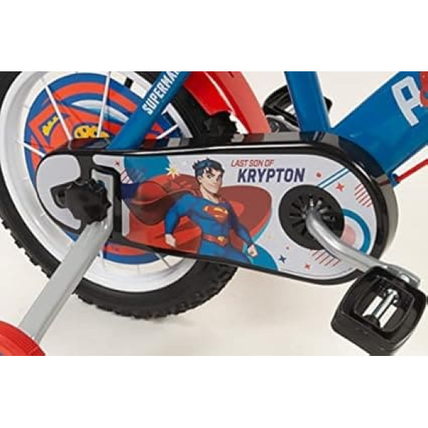 Superman Детский велосипед 14 дюймов со стабилизаторами Защита спиц Бутылка для воды 4-6 лет