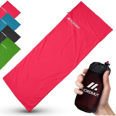 NORDMUT® Hut Sleeping Bag Cotton Ultralight Summer Sleeping Bag Small Pack Size & Breathable Sleeping Bag Thin and Particular Soft Including Pillow Compartment [220 x 90 cm]