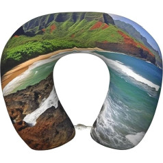 Подушка для путешествий Dwrepo Kauai Hawaii Seashore, пена с эффектом памяти, U-образная подушка для путешествий, портативная поддержка головы/шеи, поду