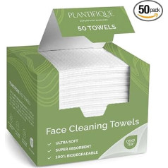 PLANTIFIQUE Одноразовые полотенца для лица - упаковка из 50 одноразовых мочалок из 100% вискозы, биоразлагаемые - полотенца для лица XL, 25 x 30 см