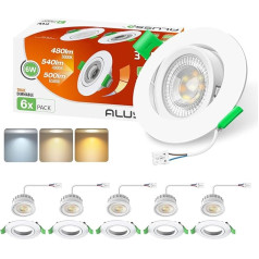 ALUSSO LIGHTING Светодиодный встраиваемый точечный светильник, 230 В, плоский, диммируемые светодиодные точечные светильники, 6 Вт встраиваемые св