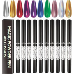 RoseFlower Glitter Chrome Nail Powder Pen - Cushion Magic Powder Pen, Phantom Aurora Solid Powder Nail Cushion Pen, голографическая пудра для ногтей с квадратными штанишками - зеркальный эфф