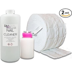 RM Beauty Nails Nail Design Set Nail Cleaner 1000 ml + 500 Swabs + Pump-Action Dispenser Bottle