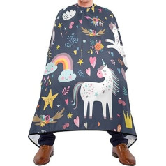 Haar Styling Cape Einhorn-Blumen-Stern Haarschneideumhang Waschbar Haarschnitt Salon Cape Antistatischer Frisörumhang Für Kinder Erwachsene Salon Haarschnitt 140X170Cm
