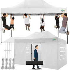 COBIZI Pavillon 3x4,5 Wasserdicht Stabil Winterfest mit 4 Seitenwand, Popup Faltpavillon Partyzelt, Faltbarer Sonnenschutz Gartenpavillon für Strand Hochzeit Camping mit Handtasche (3 mal 4,5m Weiss)