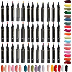 Polishey Nail Polish Pens - 36 Colour Nail Art Pen Set, 5 ml Nail Polish Pens, DI.Y O'ne-Step Nail Gel Pens, French Manicure Nail Gel Polish Pens, Manicure Pedicure Nail Gel Pens for Women Girls
