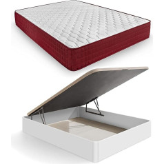 Hogar24 Es Матрас Spring Plus 20 Memory Foam + складная деревянная кровать большой вместимости белый 150 x 190 см