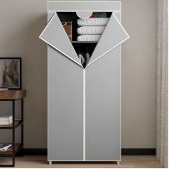 Bakaji Шкаф для одежды с трубчатой металлической структурой, экономия места, крышка TNT, молния и рельсы для одежды, размер 70 x 46 x 160 см (серый)