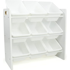 Humble Crew WO517 Детская полка, деревянная полка-органайзер для игрушек с 9 ящиками для хранения, серый/белый