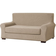 ‎Ebeta EBETA E 2-Piece Sofa Cover Jacquard Sofa Throw, Sofa Cover, Sofa Cover, Couch Cover, Furniture Protection, Non-Slip, Sofa Cover + Cushion Cover 2 Seater (Sand, 145-185 cm)