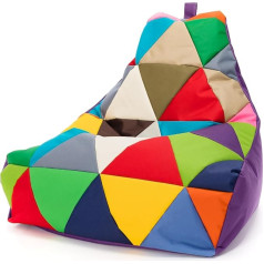 Ecopuf - Keiko Patchwork Pouf Armchair Outdoor - Polystyrene Balls Bean Bag - Waterproof Fabric Bag - Relaxation Chair - Home Decor - Armchair Size M - 100x80x85cm, Purple Nc5