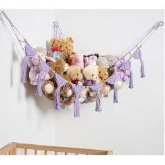 Amdermi Cuddly Toy Storage Net Hanging Organiser Children's Room Stuffed Toy Hammock for Teddy Net Corner Toy Net for Bedroom (Purple)