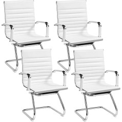 Yaheetech Комплект из 4 стульев для столовой, кухонные стулья с подлокотниками, стул для посетителей с хромированной рамой, консольный стул из п