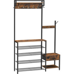 Hoobro Стойка для верхней одежды с вешалкой для обуви, вешалка для обуви с вешалкой для верхней одежды, все в одном, скамейка для обуви с крючка