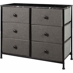 Aktive Многофункциональная спальня Max Home 6 легких тканевых ящиков, 80 x 30 x 62 см, стальной каркас, деревянный верх, серый/черный, с системой выравн