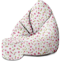 Dreamroots Bean Bag 80 x 80 x 120 см - Bean Bag со спинкой, табуретом и чехлом - Seat Cushion Base - Chill Bag - Bubibag Bean Bag - Bean Bag с наполнителем - Adult Bean Bag с наполнителем M-Lichtblum1