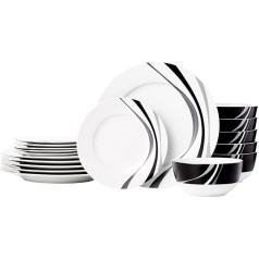 Amazon Basics 18-Piece Tableware Set, for 6 People, Swirls