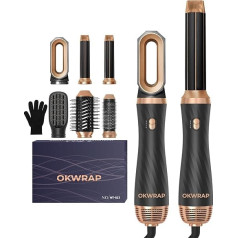 Airstyler, стайлер для волос OKWRAP Набор стайлеров для волос 6 в 1 с круглой щеткой Фен Hot Air Brush Curly All In One Air Styler Airflow Curling Iron Automatic, Volume Blow-Drying Brush, for Straigh