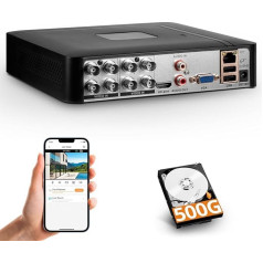 Видеорегистратор наблюдения 8CH H.265+ с HDD 500GB, гибридный 5 в 1 CCTV DVR для IPC/AHD/TVI/XVI/CVI камер, DVR для домашней системы видеонаблюдения (P-System)