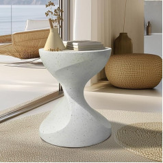 FATIVO Side Table Cream White Sofa Table Imitation Wood Living Room Table Lightweight and Stable Bedside Table Magnesium Oxide Material Modern Small Table for Living Room Bedroom 37.5 x 37.5 x 50 cm