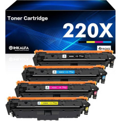 220X 220A Тонер с чипом для HP 220X Набор тонеров совместим с Color Laserjet Pro MFP 4302fdw 4302dw 4202dw 4302fdw 4202dn 4302fdn (4 шт.: W2200X W2201X W2202X W2203X черный голубой голубой желт