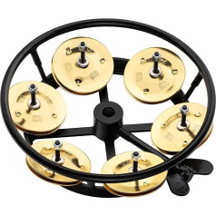 Meinl Percussion Professional Hihat Tambourine - Tamburin Zubehör für Schlagzeugbecken - Durchmesser 5 Zoll - Gummiert / Messing, Schwarz / Gold (THH1B-BK)