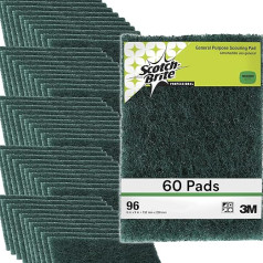Scotch-Brite Scouring Pad 96, 60 подушечек, 6 x 9 дюймов, чистка общего назначения, пищевая безопасность, не ржавеет, 20 подушечек/коробка, 3 коробки/ящик