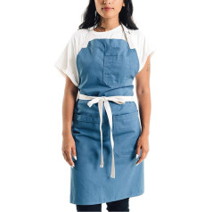 Рабочий фартук для мужчин и женщин из вощеного холста черный водонепроницаемый регулируемый (цвет : синий, размер : XL)