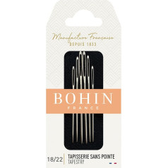 Гобеленовая игла Bohin Fabrics № 18/22, металлическая, серебристая, 6 штук