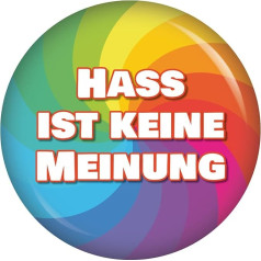 Hass ist keine Meinung 56 mm Buttons Badge Kiwikatze Peace, Metal Metal foil Paper