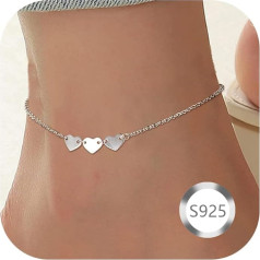 ORAZIO 925 стерлингового серебра браслет многослойный браслет для женщин сердце круглый мяч браслет регулируемая цепь лето пляж ноги ювелирны