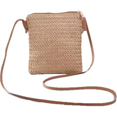YFZCLYZAXET Strohtaschen Strandtasche Damenmode Strohtasche Rattan Gewebte Geldbörse Crossbody Messenger Bag Zopf Kleine Quadratische Handtasche Boho Beach