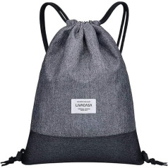 LIVACASA Turnbeutel Mit Reißverschluß Innentasche Sportbeutel Wasserdicht Hipster Beutel Seitentasche Gym Bag Gefüttert Rucksack Mit Verstellbar Tunnelzug Gymsack für Damen und Herren Schwarz